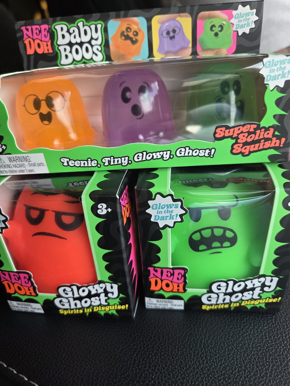 NeeDoh Baby Boos Glowy Ghosts Pack — Purple, Orange, Green